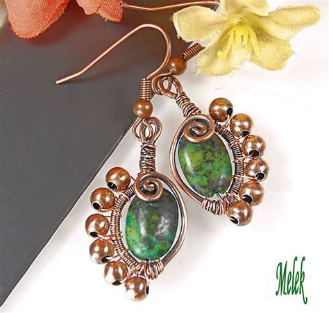 Green Turquoise Copper Dangle Earrings Melekdesigns Flickr