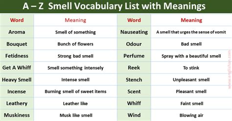 75 Words That Describe Smells Englishan