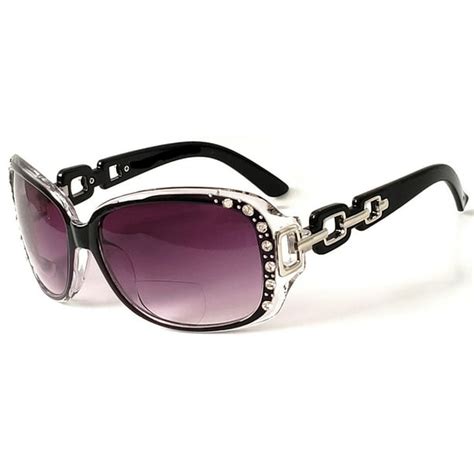 glasslane womens bifocal lens sunglasses rhinestone oversized square frame black 2 50
