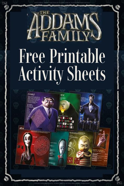 The whole addams family : The Addams Family Free Printable Activity Sheets - Jinxy Kids