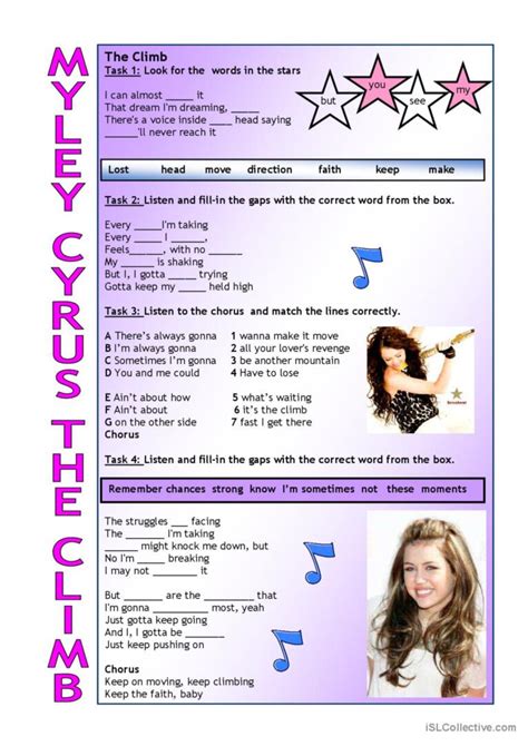 miley cyrus song and nursery rhyme… english esl worksheets pdf and doc