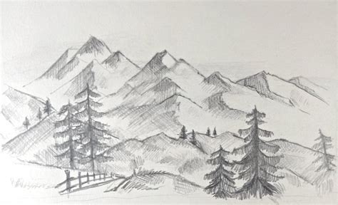 Simple Mountain Sketch Simple Mountain Drawing At