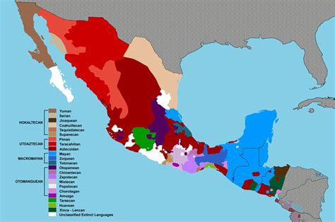 Mexican And Mesoamerican Languages Linguistics Language Map Map