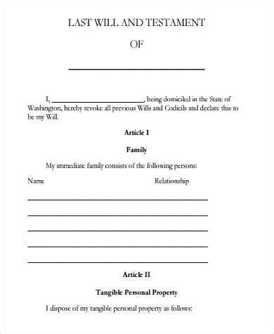 This page has a free example of a printable last will and testament legal form. FREE 6+ Sample Last Will and Testament Forms in PDF | MS Word