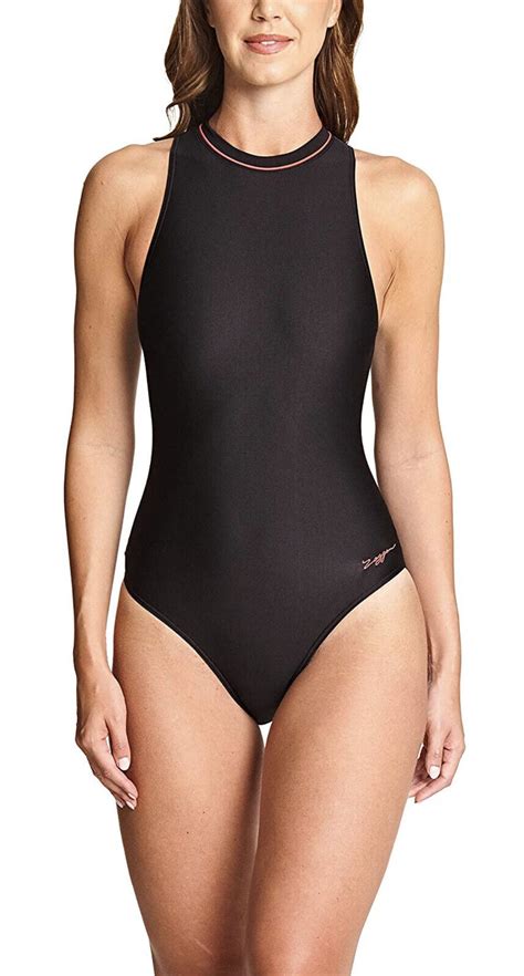 New Zoggs High Neck Swimsuit Cable Lycra Hydrasuit UK 12 EUR 36 Back