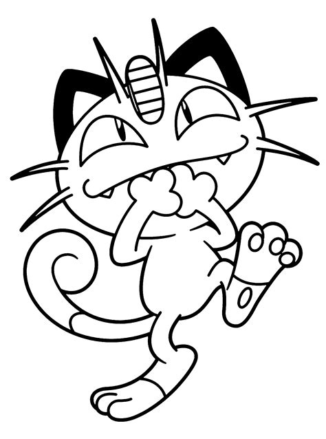 Pokemon Coloring Pages Meowth Stackeduphigh