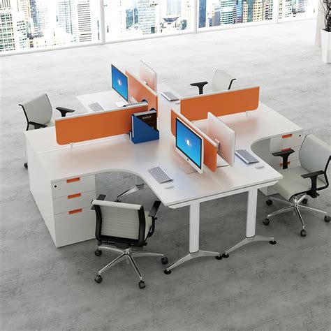 Modern Office Furniture Desk 4 Person Office Workstation View