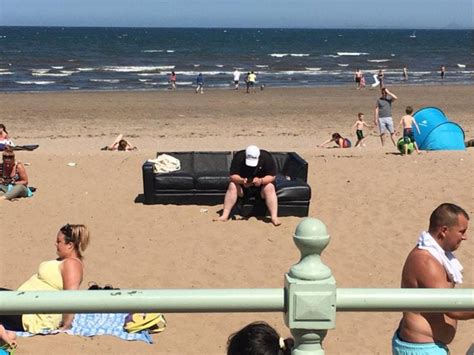 people are loving this extreme sunbather sat on a sofa on the beach in scotland guernsey press