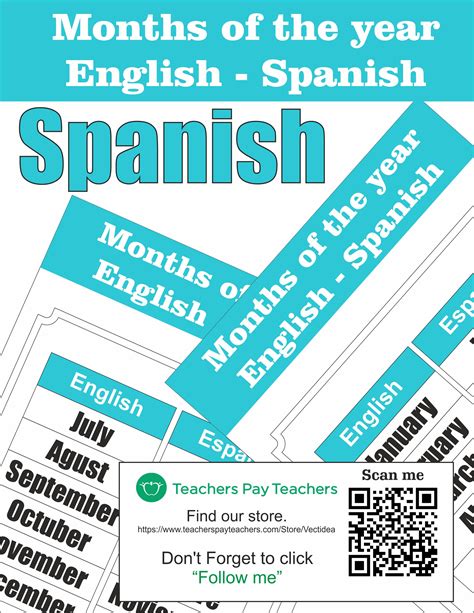 Bilingual Months Of The Year Poster Spanish And English