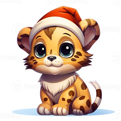 Cute Cheetah With Christmas Clipart Illustration Ai Generative 29880239 Png