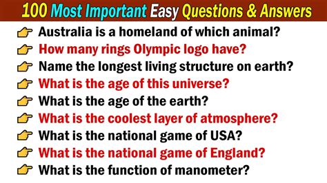 100 Most Important And Easy General Knowledge Questions Answers