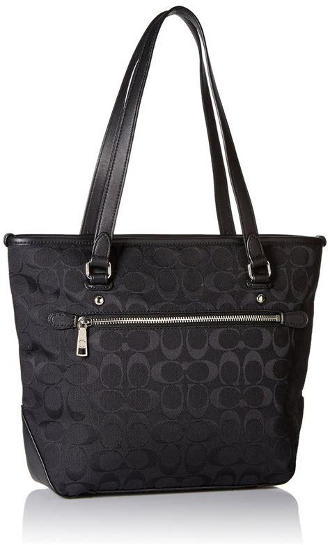 Coach Signature 12cm Zip Top Tote Black Fashion Handbags Tote Bags