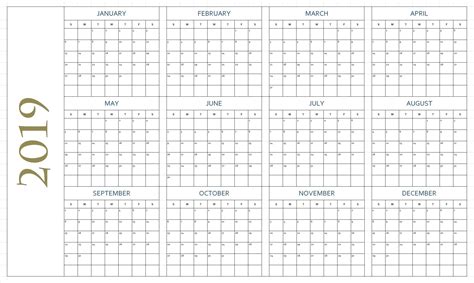 Free Printable Calendar 2019 In Pdf Word Excel Template