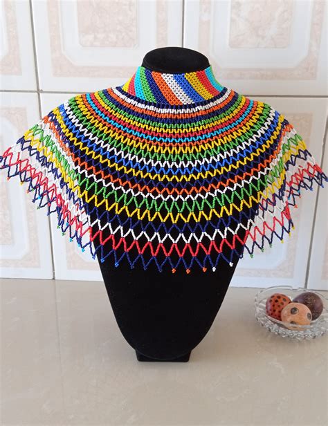 On Sale African Beaded Necklace Zulu Necklace Beaded Shawl Etsy