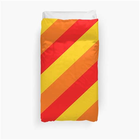 Vibrant Red Light Yellow And Yellow Ochre Striped Design Duvet Cover