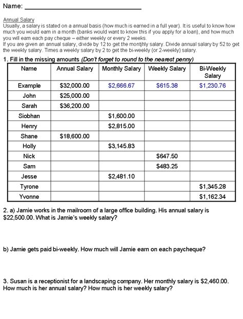 Calculating Hourly Wages Worksheet