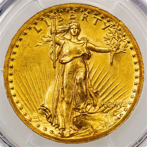 1907 High Relief Wire Rim Saint Gaudens Gold Double Eagle Ms62 Rare