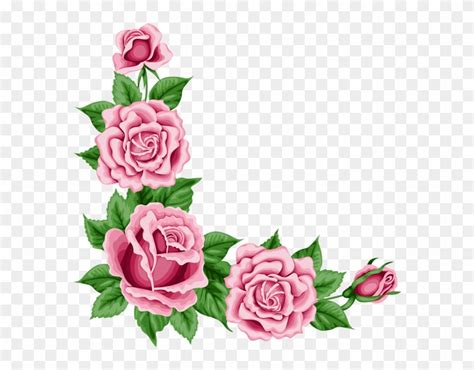 Shabby Chic Rose Clipart 5 By Karen Roses Corner Border Png Free