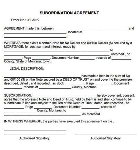 9 Subordination Agreement Samples Sample Templates