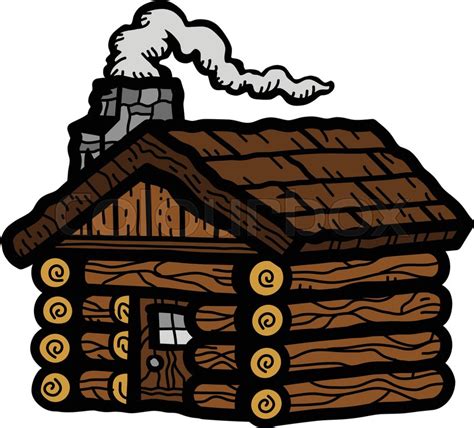 Rustic Wooden Log Cabin In Cartoon Stock Vector Colourbox