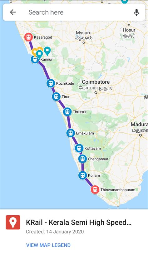 Stock Heilig Kreuzfahrt Semi High Speed Train Kerala Route Map Eine