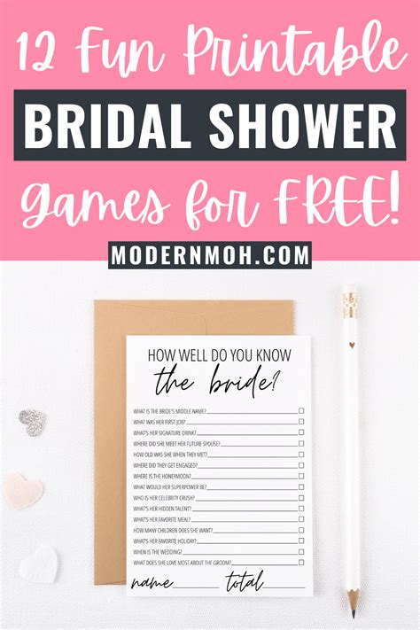 Free Printable Bridal Shower Games These Icebreakers Are Guaranteed