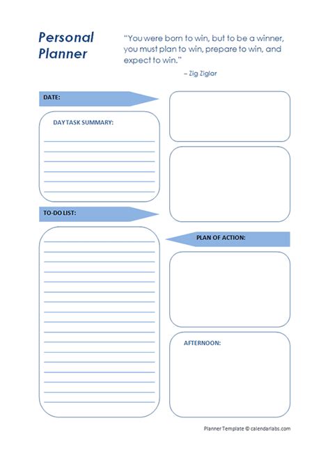 Printable Daily Planner Template Free Printable Templates