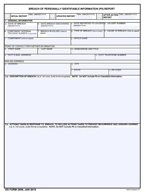 Download Dd 2959 Fillable Form