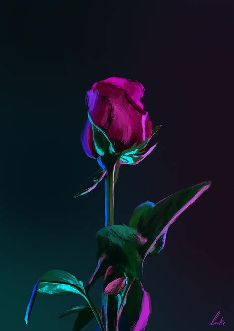 Neon Rose Digital 12x8 Rart