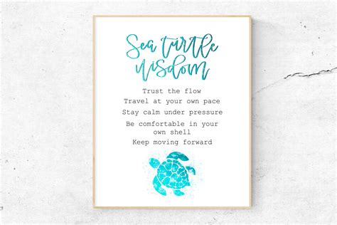 Sea Turtle Wisdom Wall Art Ocean Wall Art Beach Quote Beach Etsy
