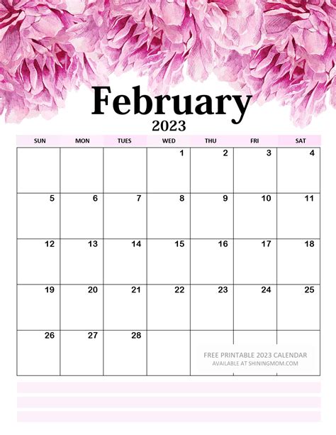 February 2023 Calendar Floral Get Calender 2023 Update