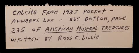 Calcite Pincushion 1987 Pocket Rossi Coll Annabel Lee Mine