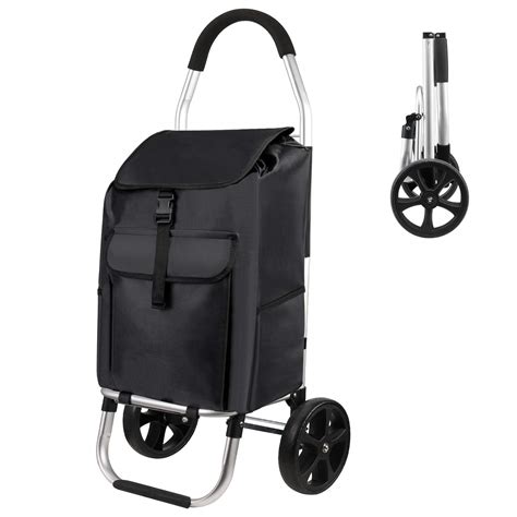 Mfavour Shopping Trolley Folding Shopping Trolley On Wheels With