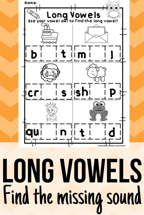 Long Vowels Phonics Worksheets Find The Missing Sound Kindergarten 1st