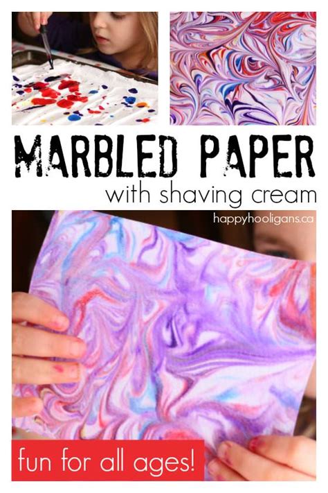 Diy Marbled Paper With Shaving Cream And Food Colour Happy Hooligans