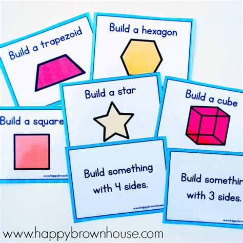 Build A Shape Stem Task Cards Happy Brown House