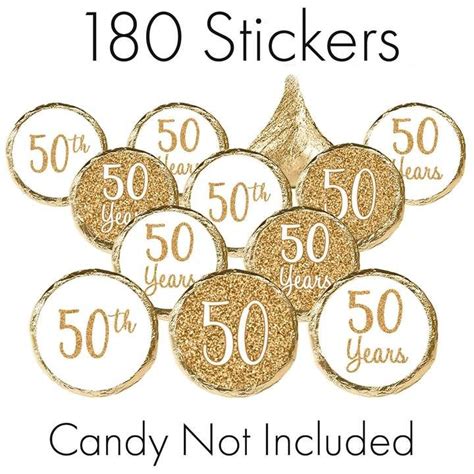 Learn More About Our Gold 50th Anniversary Party Favor Stickers