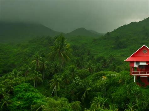 Premium Ai Image A Group Of Houses Sitting On Top Of A Lush Green