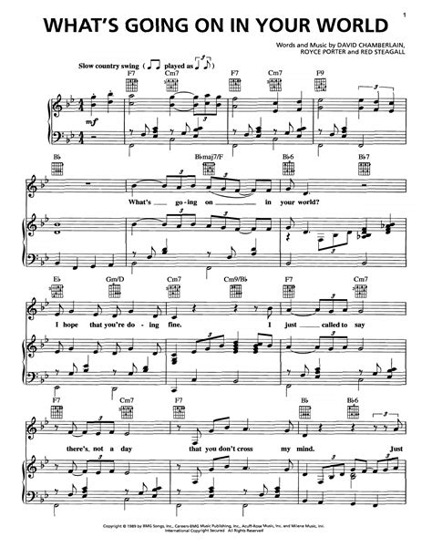 Whats Going On In Your World Sheet Music George Strait Piano