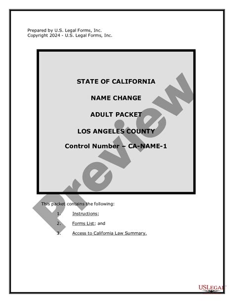 California Name Change Instructions And Forms Package Los Angeles