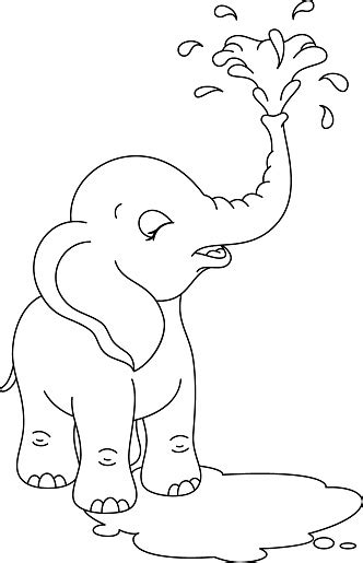 Baby Elephant Coloring Page Stock Illustration Download