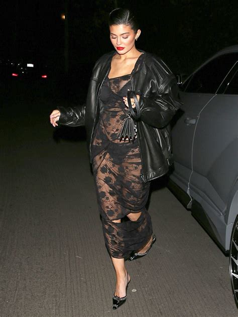 Kylie Jenner Stuns In Completely Sheer Lace Dress While Out To Dinner
