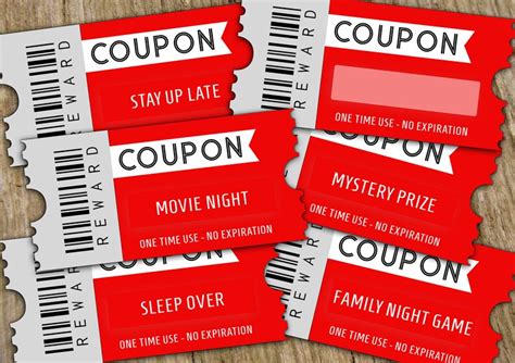 Reward Coupon Ticket Printable Reward Coupons Editable Etsy