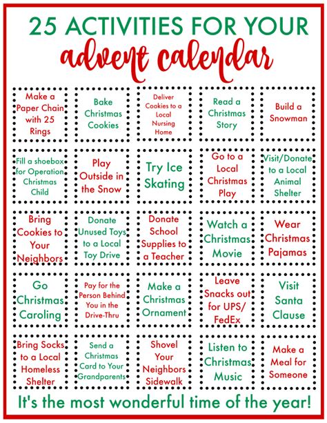 Kids Printable Advent Calendar
