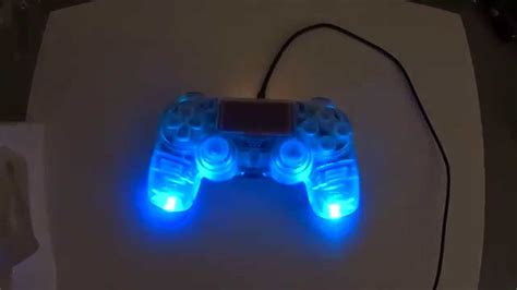 Custom Modded Led Ps4 Controller Clear Faceplate Shell W Clear Buttons
