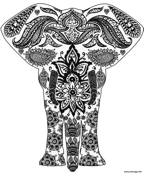Coloriage Elephant Zentangle Adulte Dessin Zentangle à Imprimer