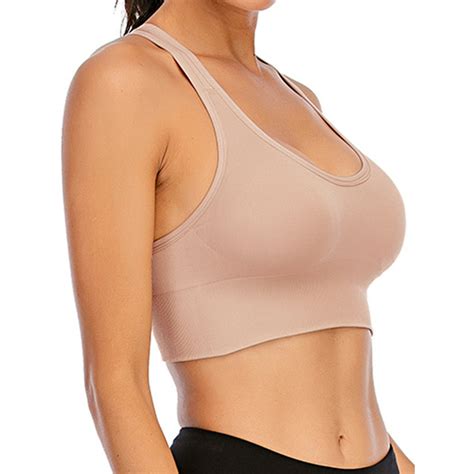 Focussexy Womens Racerback Sports Bra With Criss Cross Back Padded