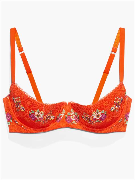 Dolled Up Lace Quarter Cup Bra In Multi And Orange And Red Savage X Fenty