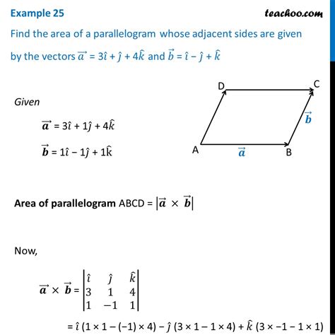 Example 25 Find Area Of A Parallelogram Whose A 3i J 4k