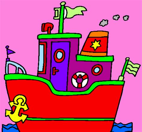 Desenho de Barco com âncora pintado e colorido por Usuário não